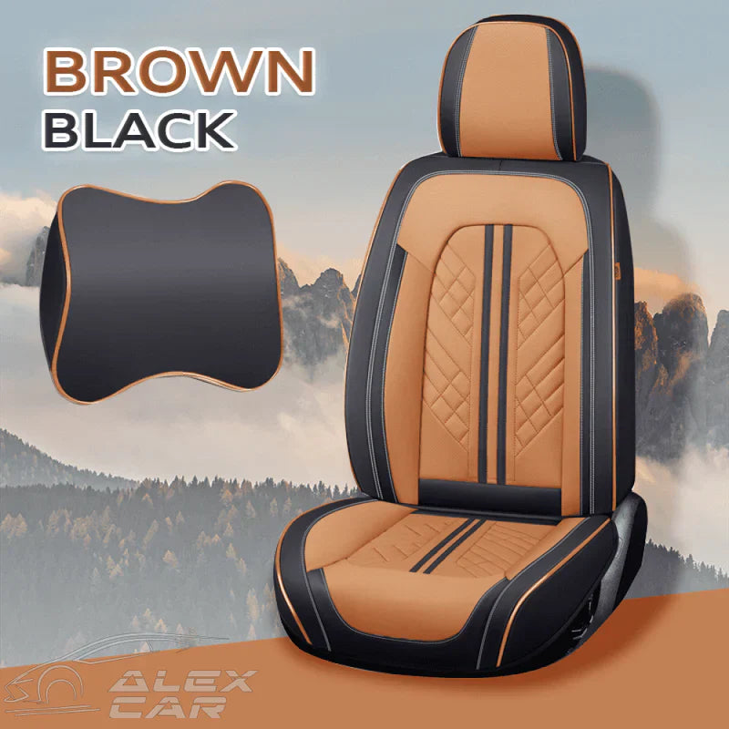 Zetas Car Seat Cushion Full Set Universal Waterproof Breathable Vehicle Leather Cover for Cars, SUV, Pick-up Truck
